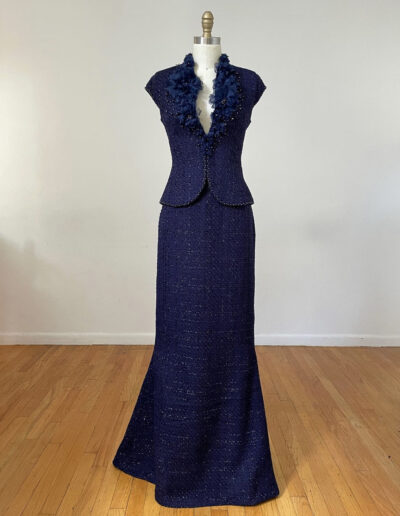 blue met gala dress on mannequin